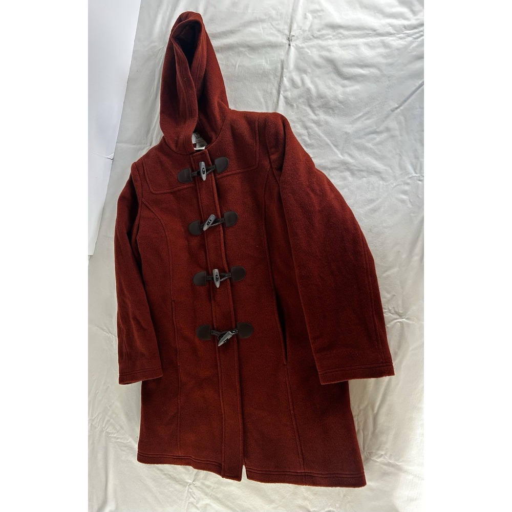 L.L. Bean Classic Wool Duffel Coat Bellandi Hooded Toggle Rust Women's 12 Reg